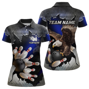 Custom Eagle Blue Bowling Shirt for Men Women Team Eagle Bowling Jersey Shirts MBL77