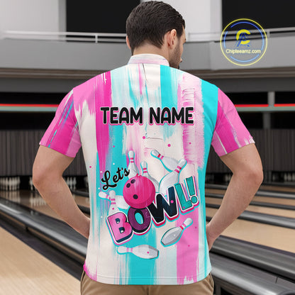 Vintage Pink Bowling Shirts for Women Men Custom Team Bowling Jerseys for Bowlers MBL115
