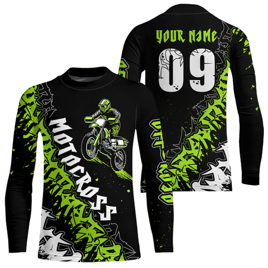 Motocross Racing Dirt Bike Jersey Upf30+ Motorcycle Green Shirt For Kid Men Women XM316