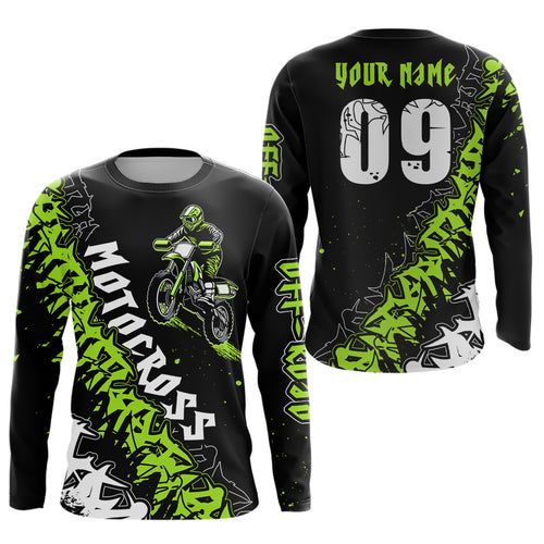 Motocross Racing Dirt Bike Jersey Upf30+ Motorcycle Green Shirt For Kid Men Women XM316