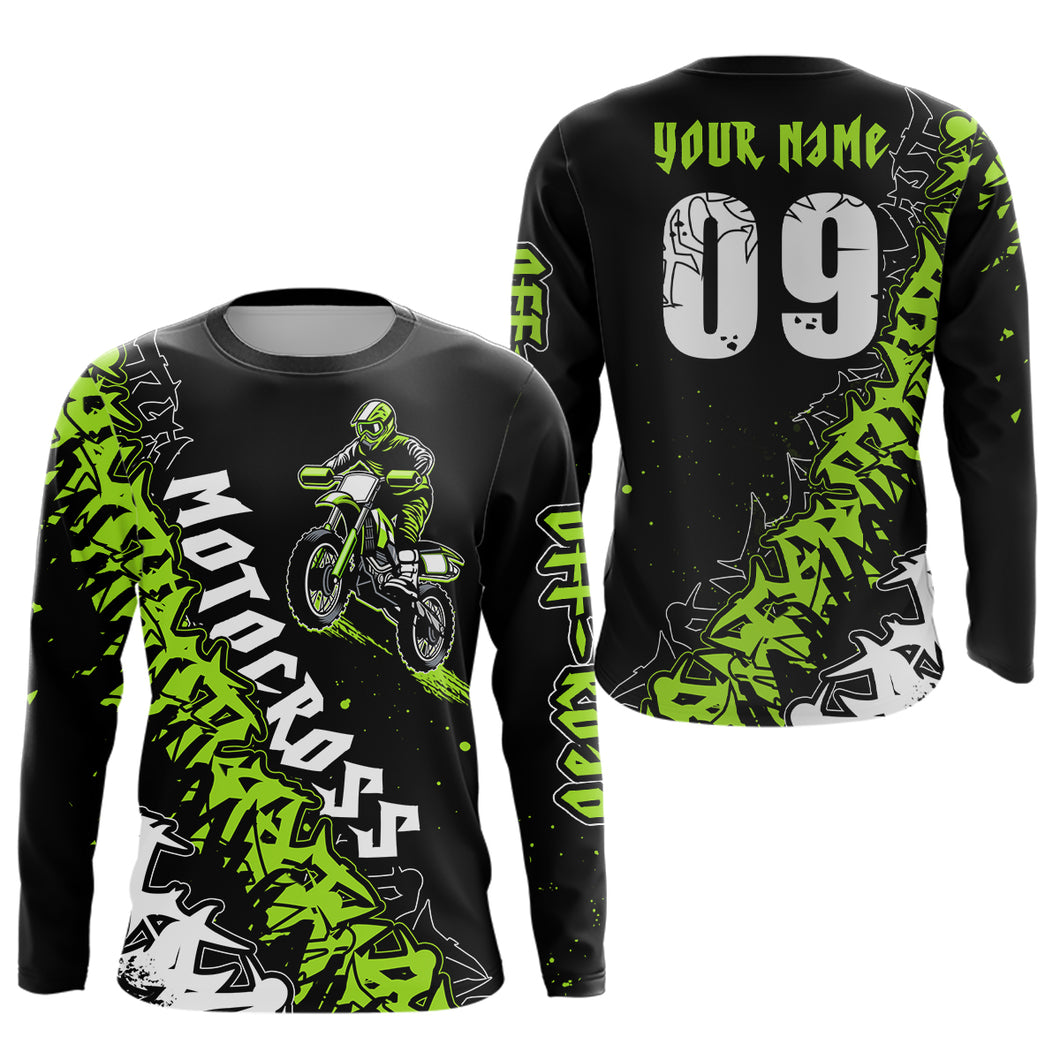 Motocross Racing Dirt Bike Jersey Upf30+ Motorcycle Green Shirt For Kid Men Women XM316