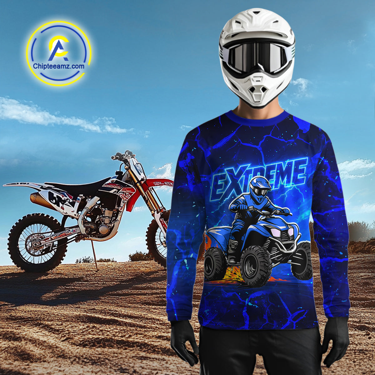 Lightning Blue ATV Motocross Racing Jersey for Adult Kid ATV Riding Shirt Quad Jersey MX128