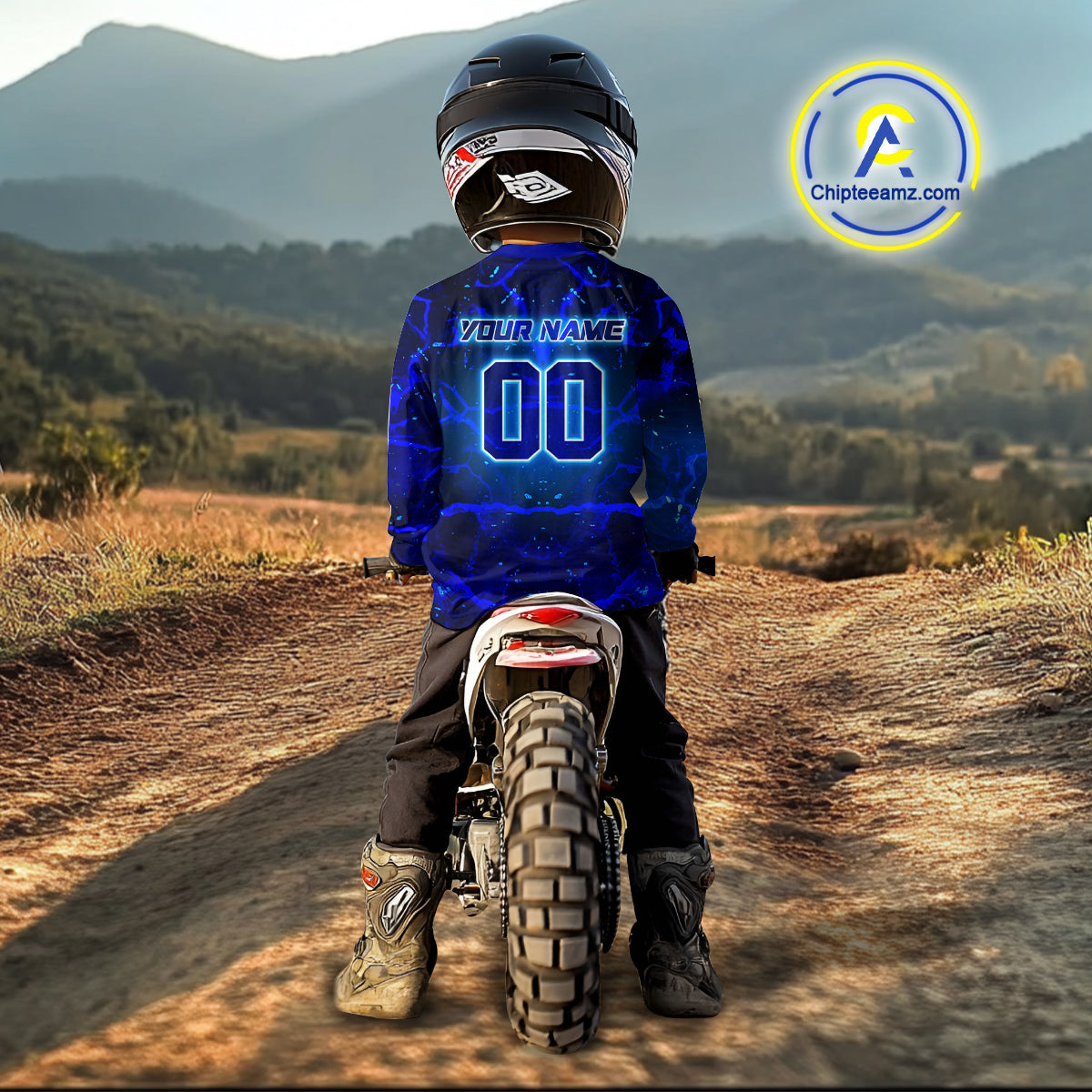 Lightning Blue ATV Motocross Racing Jersey for Adult Kid ATV Riding Shirt Quad Jersey MX128