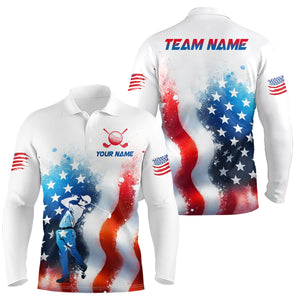 Custom US Golf Polo Shirt Patriotic Golf Shirts for Men Women Golf Polo Shirt MMG02