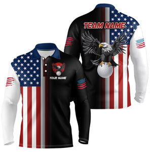 Custom American Flag Golf Polo Shirt Patriotic Golf Shirts For Men Women Golf Polo MMG03