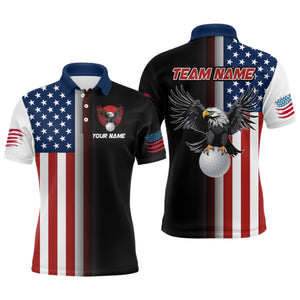 Custom American Flag Golf Polo Shirt Patriotic Golf Shirts For Men Women Golf Polo MMG03