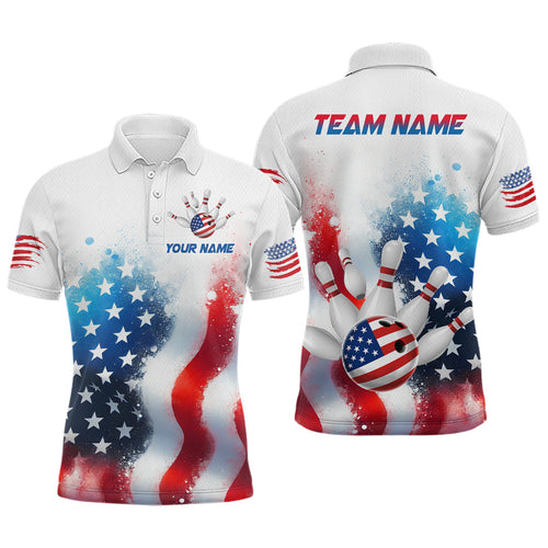 American Flag Bowling Shirts Custom Bowling Shirt for Women Men Patriotic Bowling Polo MBL04