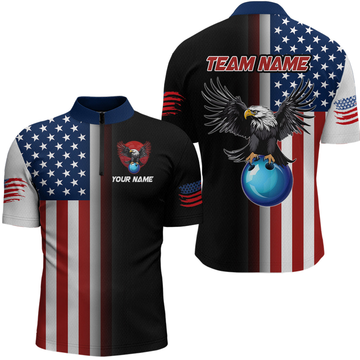 Eagle Bowling Shirt Custom American Bowling Shirts Women Men Patriotic Bowling Shirt MBL05