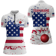 Load image into Gallery viewer, Patriotic Bowling Shirt Custom American Flag Bowling Shirts for Women Men Polo&amp;1/4 Zip MBL07
