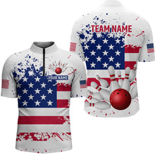 Load image into Gallery viewer, Patriotic Bowling Shirt Custom American Flag Bowling Shirts for Women Men Polo&amp;1/4 Zip MBL07