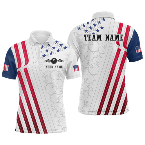 American Flag Bowling Shirts for Men Women Team Bowling Shirt Patriotic Bowling Shirt MBL08