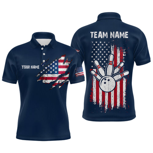 Patriotic Bowling Shirts American Flag Bowling Polo & 1/4 Shirt for Men Women Team MBL16