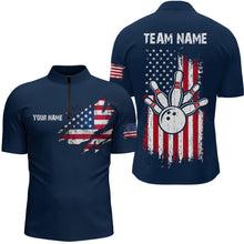 Load image into Gallery viewer, Patriotic Bowling Shirts American Flag Bowling Polo &amp; 1/4 Shirt for Men Women Team MBL16