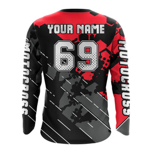 Motocross Racing Jersey Red Upf30+ Motorcycle Dirt Bike Jersey Off-Road Shirt Men Kid Women XM298