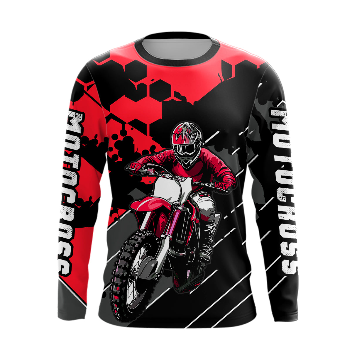 Motocross Racing Jersey Red Upf30+ Motorcycle Dirt Bike Jersey Off-Road Shirt Men Kid Women XM298
