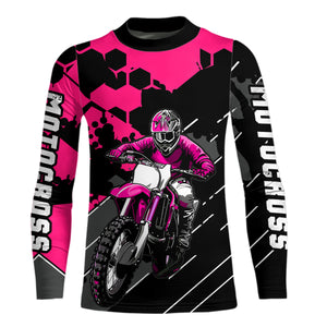 Motocross Racing Jersey Pink Upf30+ Motorcycle Dirt Bike Jersey Off-Road Shirt Men Kid Women XM298