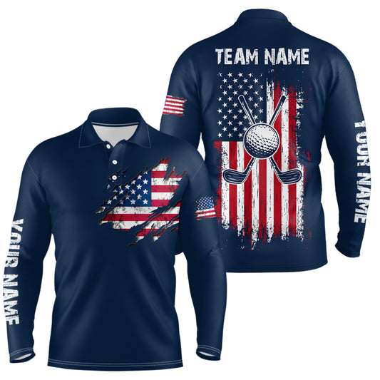 Custom American Flag Golf Polo Shirt Patriotic US Golf Polo for Men Women MMG17