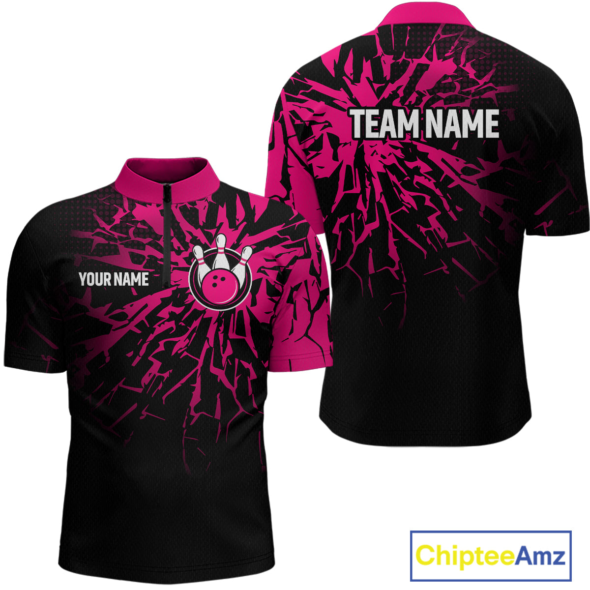 Custom Pink Bowling Shirt Blue for Men Women and Team Bowling Jerseys MBL102