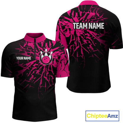 Custom Pink Bowling Shirt Blue for Men Women and Team Bowling Jerseys MBL102