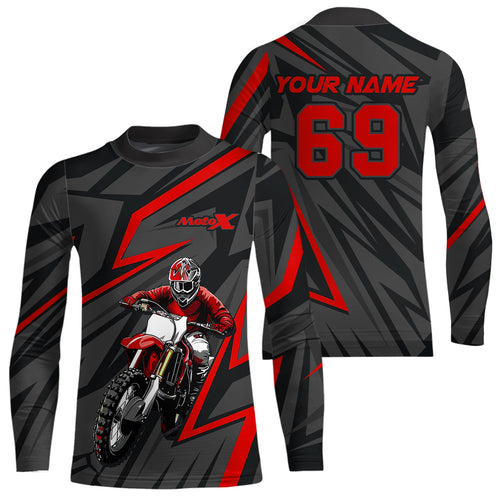 Custom Motocross Racing Jersey Red Dirt Bike Shirt Kid Men Women Off-road Shirt XM305