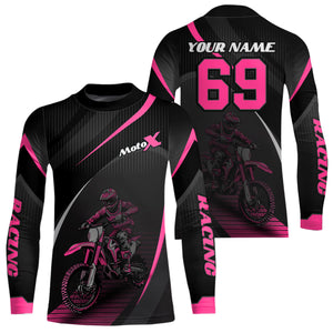 Motocross Racing Jersey Pink Dirt Bike Shirt Off-road Riding Jersey Kid Men Women XM306