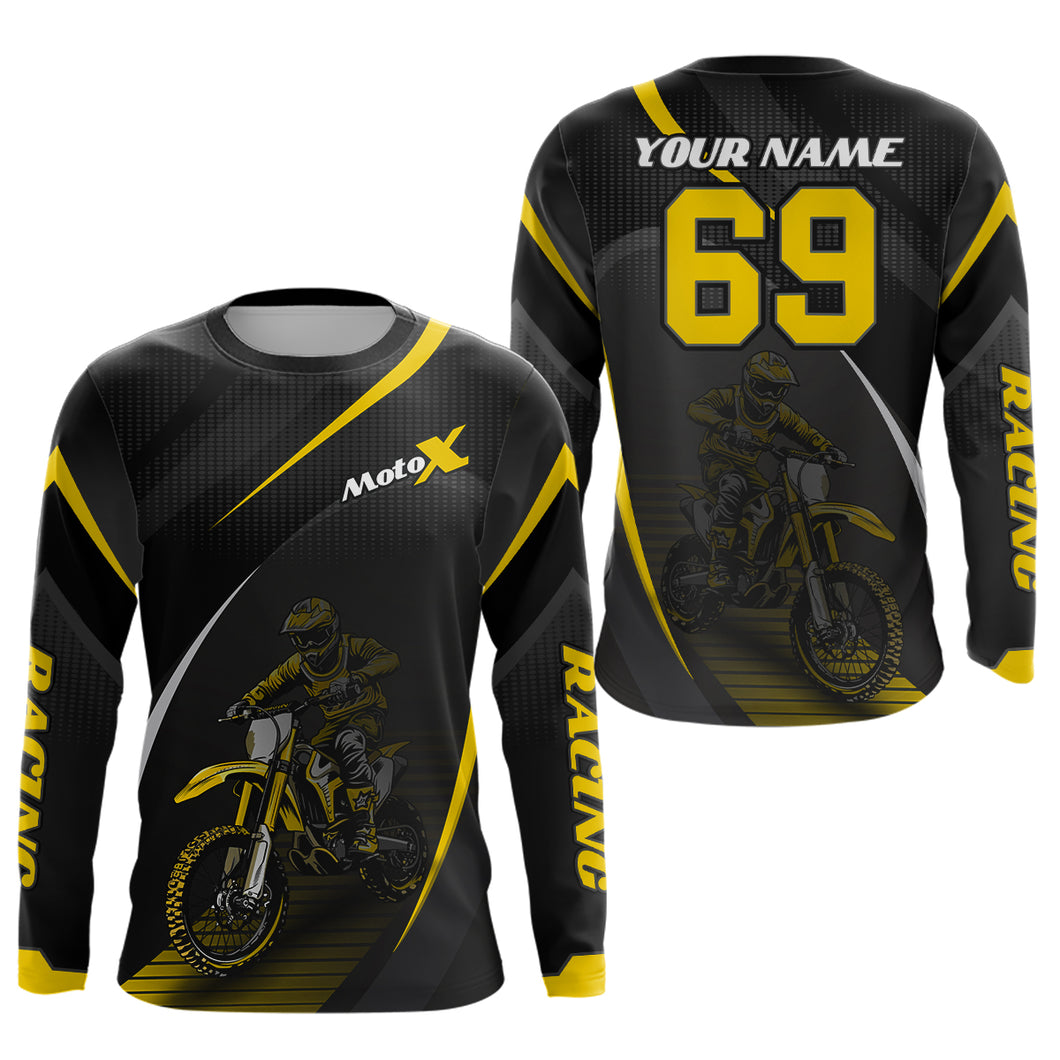 Motocross Racing Jersey Yellow Dirt Bike Shirt Off-road Riding Jersey Kid Men Women XM306