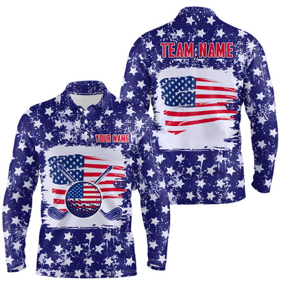 Custom American Flag Golf Polo Shirt for Men Women Patriotic US Golf Polo Shirts MMG19