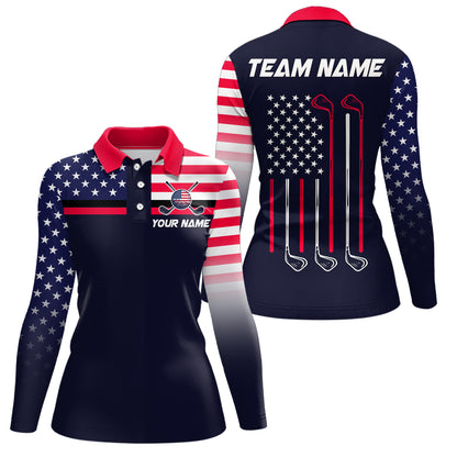 Custom Navy Blue Patriotic Golf Polo Shirt for Men Women Team Golf Apparel MMG20