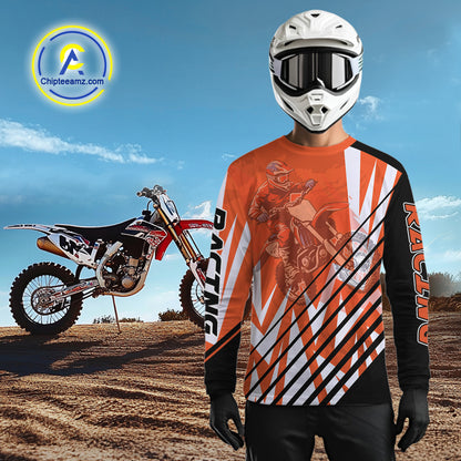 Custom Motocross Jersey Orange Racing Dirt Bike Jersey for Men Kid Women Upf30+ XM353