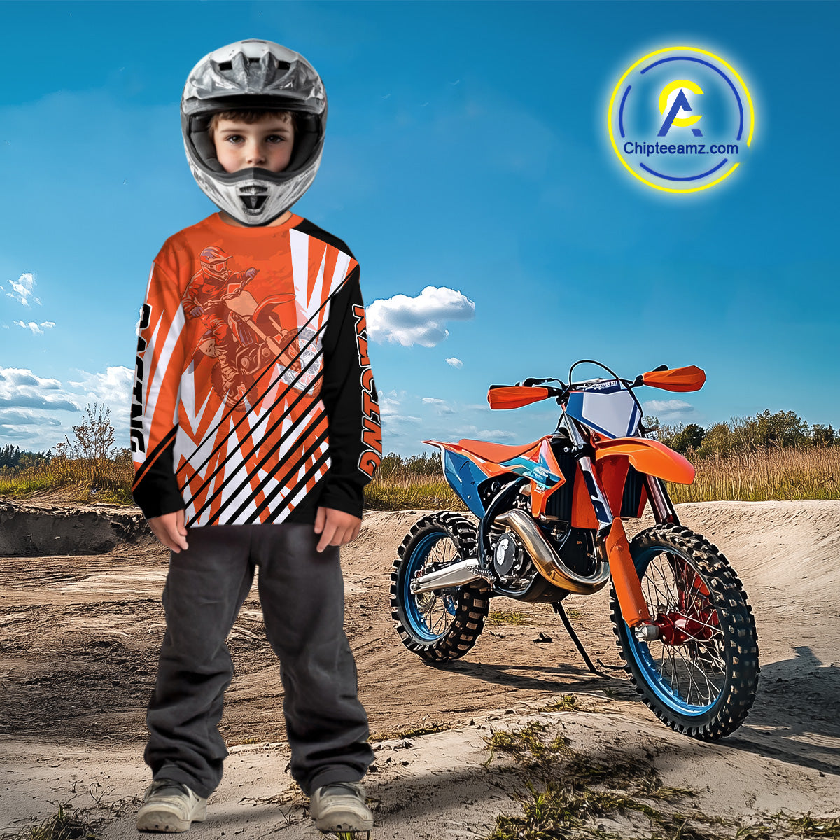 Custom Motocross Jersey Orange Racing Dirt Bike Jersey for Men Kid Women Upf30+ XM353