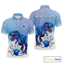 Load image into Gallery viewer, Blue Dinosaur Bowling Shirts for Men Women Custom Team Bowling Jerseys Polo and Zip Shirt MBL162