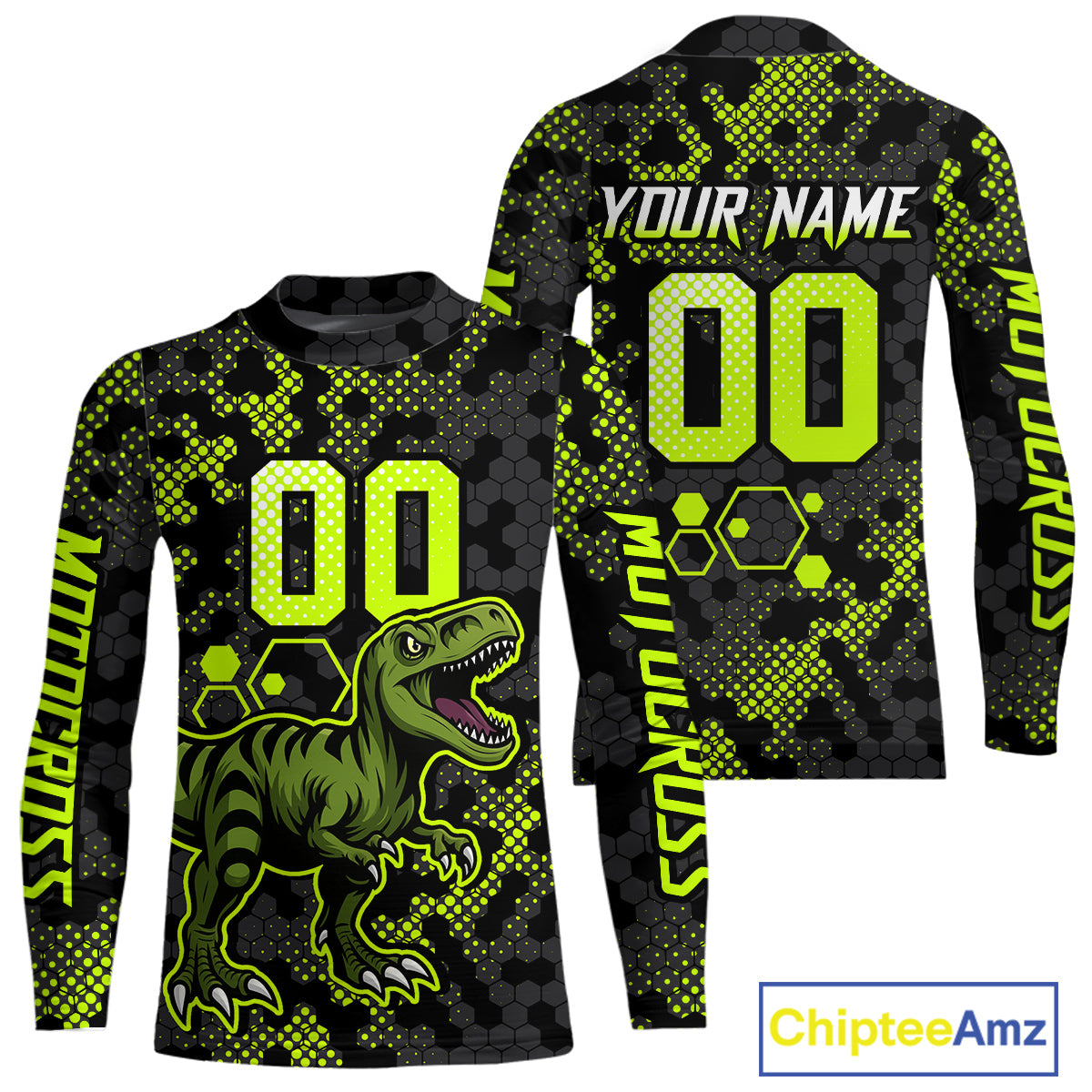 Custom Dinosaur Motocross Racing Jersey Green Dirt Bike Jersey for Men Kid Women XM387
