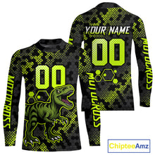 Load image into Gallery viewer, Custom Dinosaur Motocross Racing Jersey Green Dirt Bike Jersey for Men Kid Women XM387