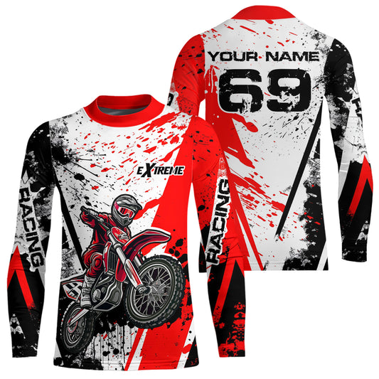 Dirt Bike  Motocross Racing Jersey Red Upf30+ Motorcycle Shirt For Kid Men Women XM313