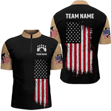 Load image into Gallery viewer, American Flag Brown Bowling Shirts for Men Women Team Bowling Jersey Polo &amp; 1/4 Zip MBL17