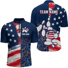 Load image into Gallery viewer, American Flag Bowling Shirts Patriotic Bowling Shirt for Men Women Polo&amp;1/4 Zip Shirt MBL21