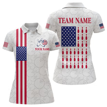 Load image into Gallery viewer, Patriotic Bowling Shirt for Men Women Team Custom White Bowling Polo &amp; 1/4 Zip Shirt MBL23