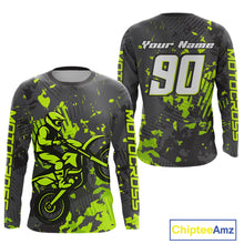 Load image into Gallery viewer, Custom Grunge Motocross Jersey Green Dirt Bike Shirts for Kid Adult Off Road Jersey XM390