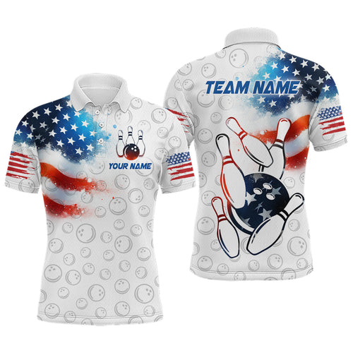 American Bowling Shirt Patriotic Bowling Shirts for Men Women Bowling Polo 1/4 Zip Shirt MBL26