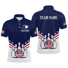 Load image into Gallery viewer, Patriotic Blue Bowling Shirt for Men Women Team Custom Bowling Polo &amp; 1/4 Zip Shirt MBL30