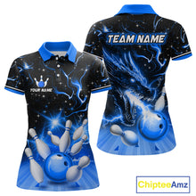Load image into Gallery viewer, Blue Dragon Flaming Bowling Shirt for Men and Women Custom Bowling Jersey for Team MBL87