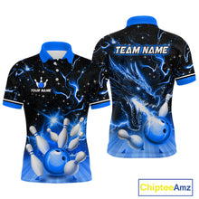 Load image into Gallery viewer, Blue Dragon Flaming Bowling Shirt for Men and Women Custom Bowling Jersey for Team MBL87