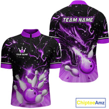 Load image into Gallery viewer, Purple Dragon Flaming Bowling Shirt for Men and Women Custom Bowling Jersey for Team MBL87