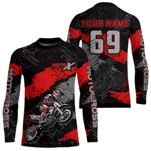 Motocross Racing Off-road Jersey Red Dirt Bike Riding Shirt For Men Kid Women XM303