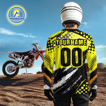 Black and Yellow Motocross Jersey Custom Dirt Bike Riding Shirts for Men Kid Women XM383
