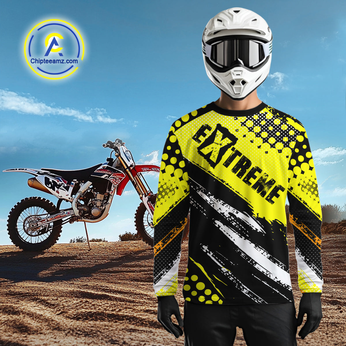 Black and Yellow Motocross Jersey Custom Dirt Bike Riding Shirts for Men Kid Women XM383