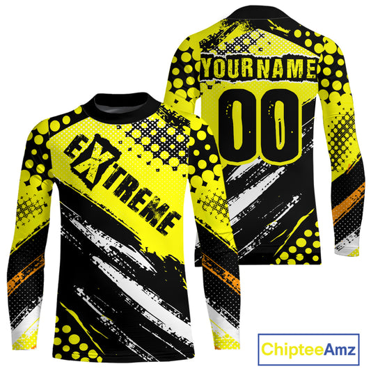 Black and Yellow Motocross Jersey Custom Dirt Bike Riding Shirts for Men Kid Women XM383