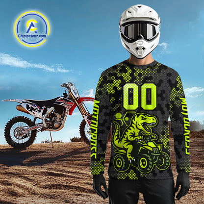 Dinosaur ATV Racing Jersey Custom Green ATV Motocross Shirt Kid Adult ATV Jersey MX133