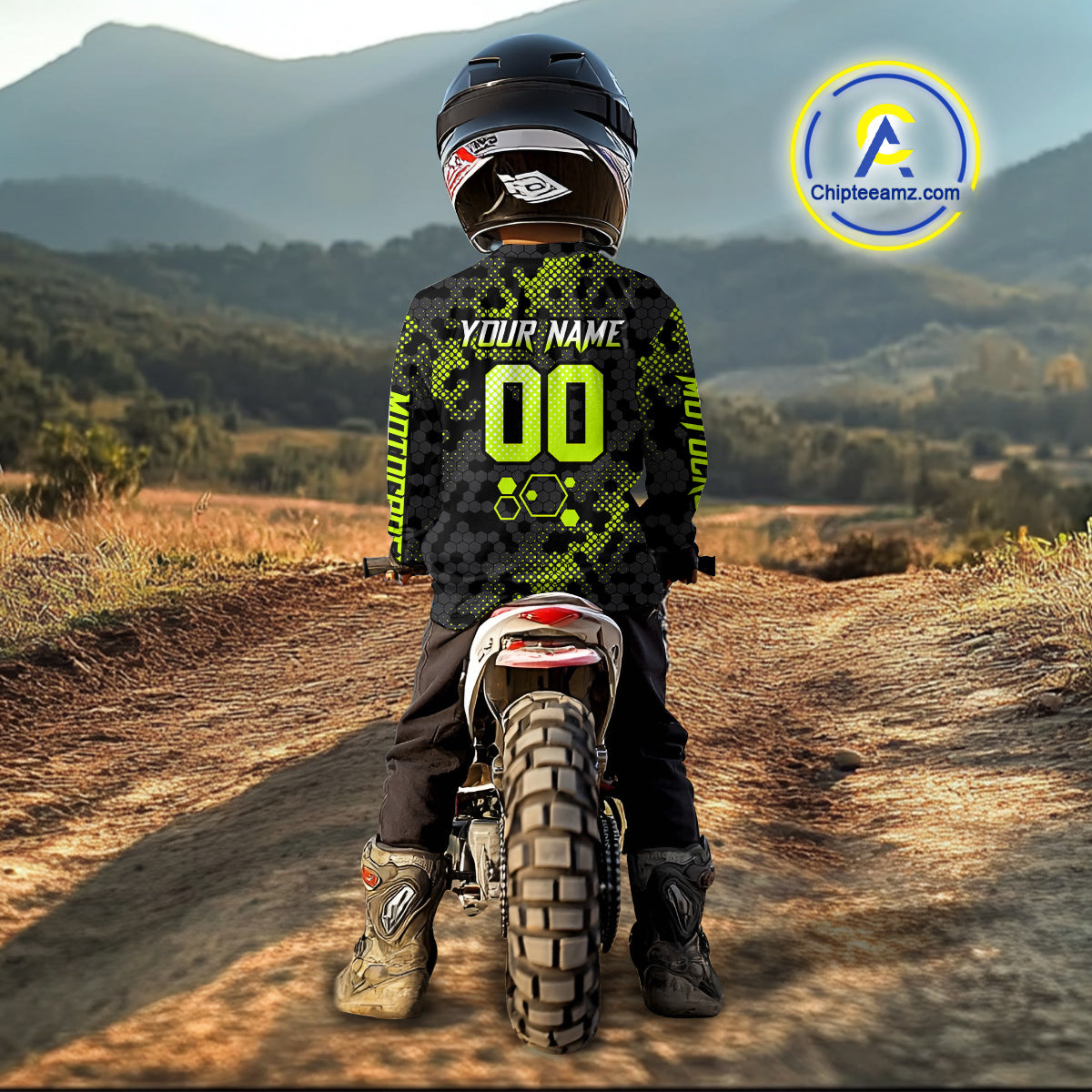 Dinosaur ATV Racing Jersey Custom Green ATV Motocross Shirt Kid Adult ATV Jersey MX133