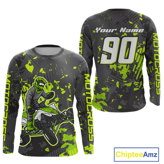 Green ATV Motocross Racing Jersey Custom ATV Shirts Kid Women Men Quad Jersey MX136